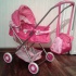 Коляска детская розовая лежачая с сумочкой 46458
